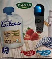 Quantité de sucre dans Blédina Gourdes lactées 4x85g Nature/Fraise Dès 12 mois
