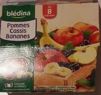 Suhkru kogus sees BLEDINA COUPELLES FRUITS Pommes Cassis Bananes 4x100g Dès 8 Mois