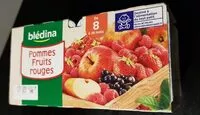 Suhkru kogus sees BLEDINA COUPELLES FRUITS Pommes Fruits Rouges 4x100g Dès 8 Mois