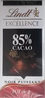 Suhkru kogus sees Excellence 85% Cacao Noir Puissant