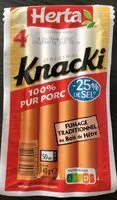 Sokerin määrä sisällä Knacki -25% de sel x4