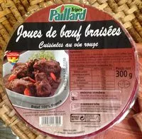 Suhkru kogus sees Paillard, Daube de joues de boeuf cuisinees au vin rouge, la barquette 300 g