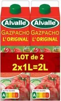 入っている砂糖の量 Alvalle Gazpacho l'original lot de 2 x 1 L