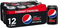 Amount of sugar in Pepsi Max format familial 12 x 33 cl