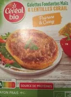 入っている砂糖の量 Galettes fondantes maïs et lentilles corail