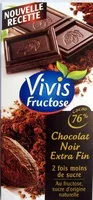 入っている砂糖の量 Chocolat noir extra fin au fructose