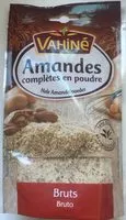 入っている砂糖の量 Amandes complètes en poudre bruts