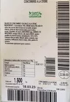 Zuckermenge drin Concombres à la crème