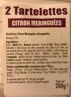 Количество сахара в Tartelettes citron