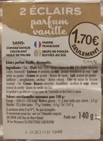 Amount of sugar in 2 éclairs parfum vanille
