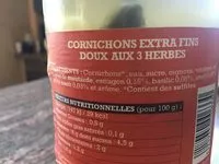 Количество сахара в Cornichons extra-fins aigre doux aux 3 herbes