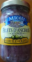 Quantité de sucre dans Filets d'anchois allongés à l'huile d'olive
