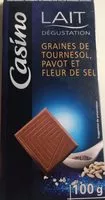入っている砂糖の量 Chocolat lait graines de tournesol pavot et fleur de sel