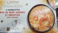 Quantité de sucre dans 2 Cassolettes noix de SaintJacques et crevettes sauce homardine