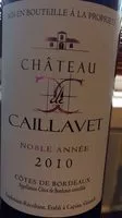 Sugar and nutrients in Chateau caillavet