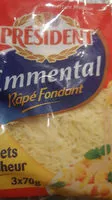 Количество сахара в President emmental rape fondant 3x70g