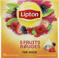 Suhkru kogus sees Lipton Thé 5 Fruits Rouges 20 Sachets
