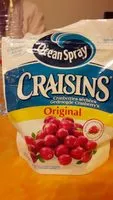 Quantité de sucre dans Craisins, cranberries séchées original