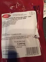 İçindeki şeker miktarı Saucisses De Montbéliard x2, 350g Fumées