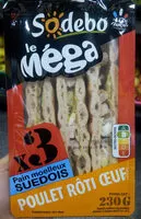 Quantité de sucre dans Sandwich le méga - Poulet rôti oeuf x3