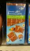 Suhkru kogus sees Chocolat Au Lait Noisettes entières