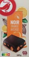 चीनी की मात्रा Auchan chocolat noir orange 180g - pack a