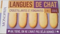 Amount of sugar in Langues de chat - Croustillantes et fondantes
