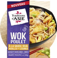 Suhkru kogus sees Wok Poulet à la Sauce Soja, Nouilles et Légumes 300g