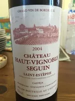 Sucre et nutriments contenus dans Chateau haut vignoble seguin