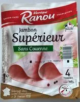 İçindeki şeker miktarı Jambon supérieur sans couenne