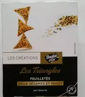 Cantidad de azúcar en Les Créations Les Triangles feuilletés deux sésames et pavot pur beurre le paquet de 65 g