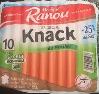 Suhkru kogus sees Monique Ranou Saucisses Knack de poulet sel réduit