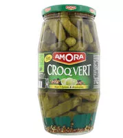 Quantité de sucre dans Amora Croq'Vert Cornichons Fins aux 5 Epices et Aromates 550g
