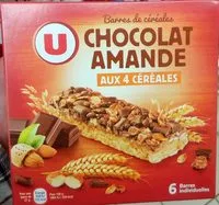 Sokerin määrä sisällä Barres Chocolat Amande aux 4 céréales
