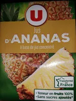 Zuckermenge drin Jus d'Ananas à base de concentré