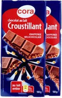 İçindeki şeker miktarı Chocolat Au Lait Et Riz, Lot 2 Fois 100 Grammes, Marque Cora