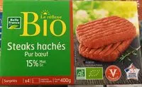 入っている砂糖の量 Steaks hachés pur boeuf surgelés 15% mat gr