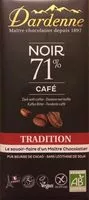 Suhkru kogus sees Chocolat Noir 71% au café