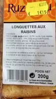 चीनी की मात्रा Longuettes aux Raisins