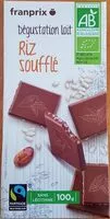 İçindeki şeker miktarı Chocolat au lait Riz soufflé bio