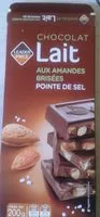 Sokerin määrä sisällä Chocolat Lait aux Amandes Brisées, Pointe de Sel