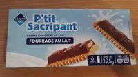 Quantité de sucre dans P'tit Sacripant barres chocolat au lait, fourrage au lait