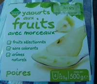 Sokerin määrä sisällä Yaourts aux fruits avec morceaux Poires