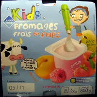 Fromages frais abricot fraise framboise peche poire