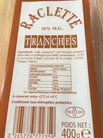 Количество сахара в Raclettes Tranches