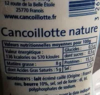 Quantité de sucre dans Cancoillotte Squizeur Nature 250g