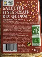 Quantité de sucre dans Galettes fines de mais, riz et quinoa