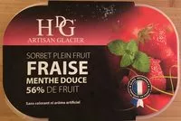 含糖量 Histoires de glaces Sorbet fraise menthe douce, 56% de fruit Le bac de 750