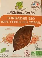 Quantité de sucre dans Torsades bio 100% lentilles corail
