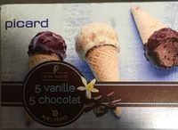 Jumlah gula yang masuk 10 Mini-Cônes, 5 Vanille - 5 Chocolat